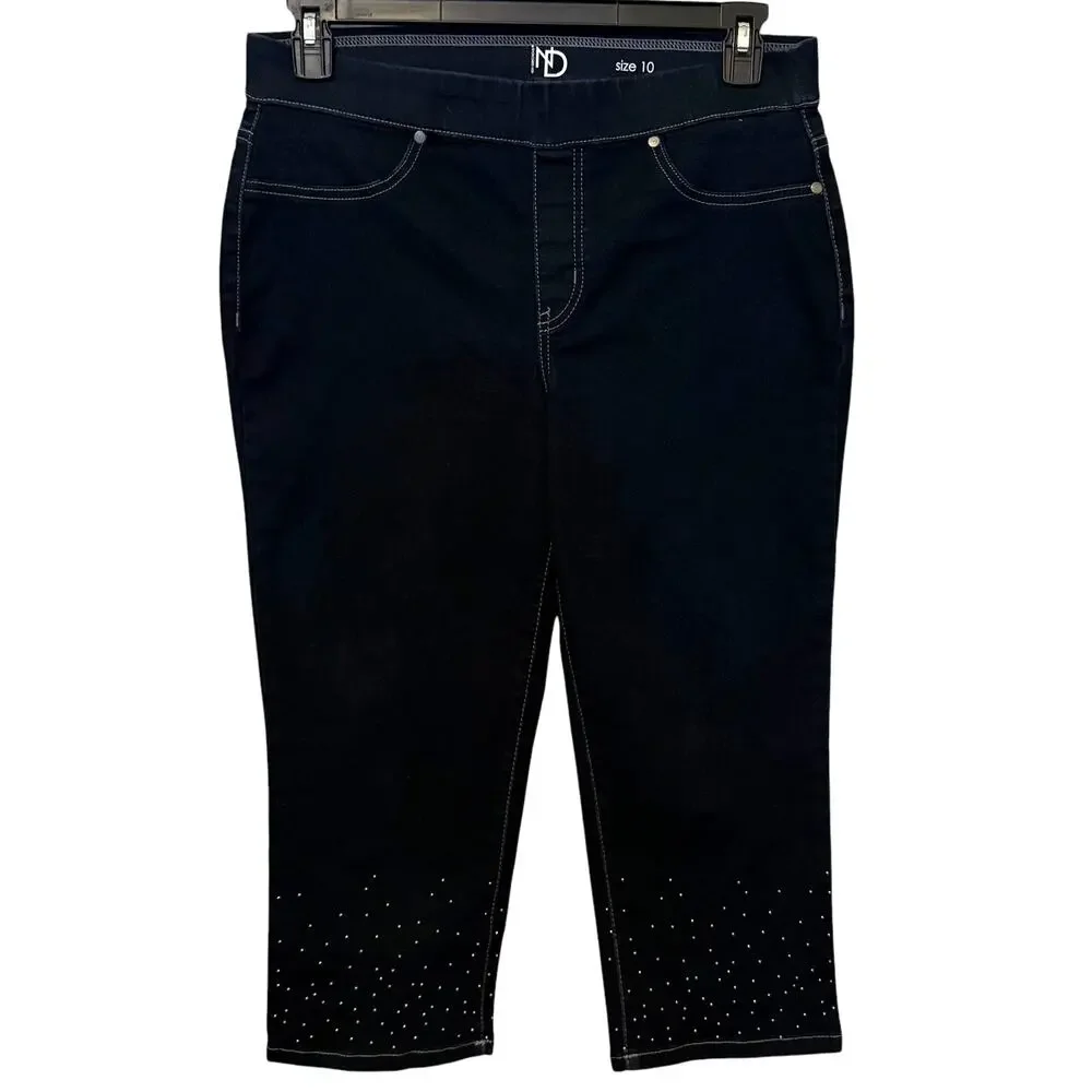 New Directions Capri Crop Jeans Silver Studded Size 10